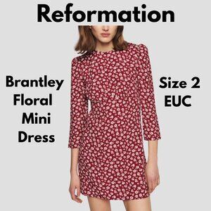 Reformation Brantley Mini Dress Red Floral – Size 2
